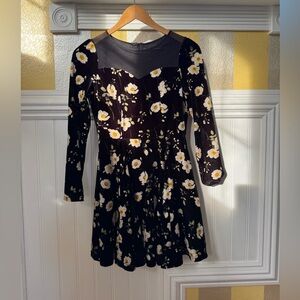 Chic Black Dress with Floral Design